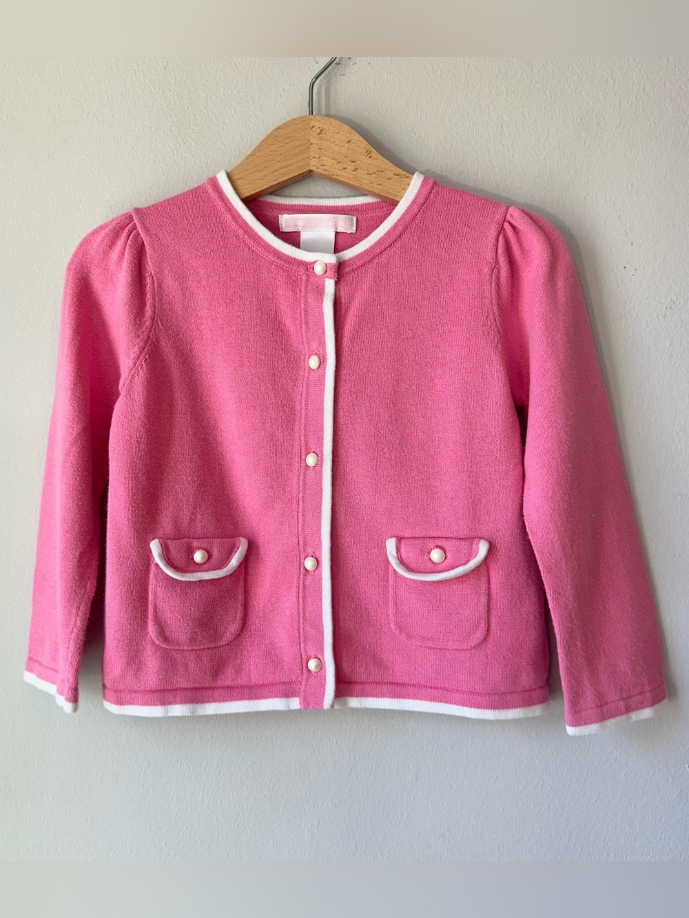 Janie and Jack Pink & White Cardigan with Pockets Size 2T